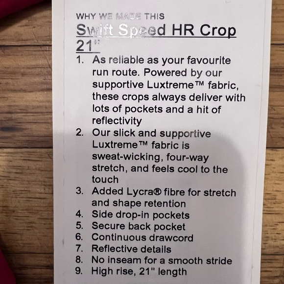 Lululemon 🌹❣️Swift Speed HR “21 - Picture 3 of 3